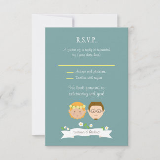 Tarjeta De Confirmación De Asistencia Boda de retrato de pareja Personalizado ilustrado