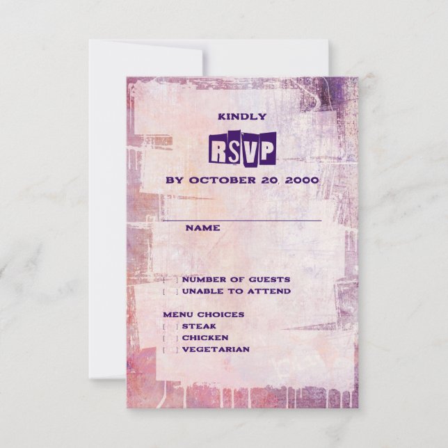 Tarjeta De Confirmación De Asistencia Boda de Rock y Rollo de Graffiti punk (Anverso)