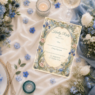 Tarjeta De Confirmación De Asistencia Boda de Romance Floral Art Nouveau Etéreo
