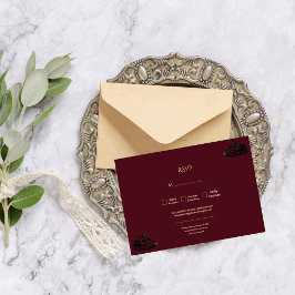 Tarjeta De Confirmación De Asistencia Boda de Romance Gótico Oscuro Burdeos con Foto Per