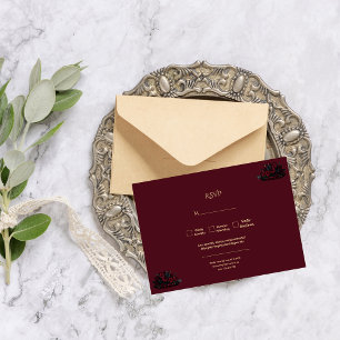 Tarjeta De Confirmación De Asistencia Boda de Romance Gótico Oscuro Burdeos con Foto Per