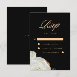 Tarjeta De Confirmación De Asistencia Boda de Rosa Blanca Negra Elegante Moderna