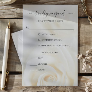 Tarjeta De Confirmación De Asistencia Boda de Rosa Blanca Suave Floral