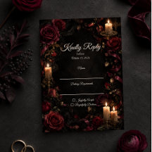 Boda de rosa gótica con velas encendidas
