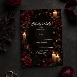 Tarjeta De Confirmación De Asistencia Boda de rosa gótica con velas encendidas