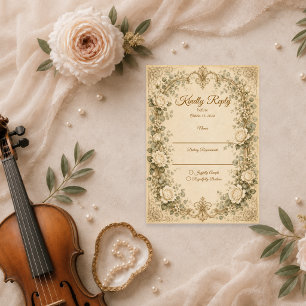 Tarjeta De Confirmación De Asistencia Boda de Rosa Marfil Elegante