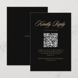 Tarjeta De Confirmación De Asistencia Boda de Rosa Negra Blanca Elegante Moderna
