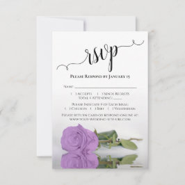 Tarjeta De Confirmación De Asistencia Boda de Rosa Púrpura Lila Reflejante Hermosa