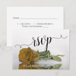 Tarjeta De Confirmación De Asistencia Boda de Rosa Reflectante de Oro o Amarillo Elegant