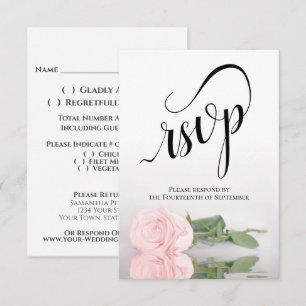 Tarjeta De Confirmación De Asistencia Boda de Rosa Rosa Pálido de Tallo Largo y Elegante