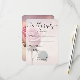 Tarjeta De Confirmación De Asistencia Boda de Rosa Rosa Única Personalizada