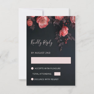 Tarjeta De Confirmación De Asistencia Boda de rosas 3D albaricoque
