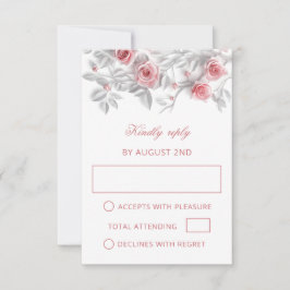 Tarjeta De Confirmación De Asistencia Boda de rosas 3D rosadas
