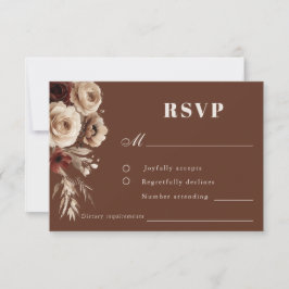 Tarjeta De Confirmación De Asistencia Boda de Rosas Boho Vintage