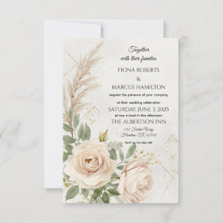 Tarjeta De Confirmación De Asistencia Boda de Rosas de Boho Rústico Clásico