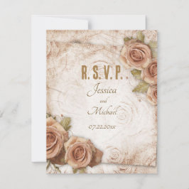 Tarjeta De Confirmación De Asistencia Boda de Rosas de color suave