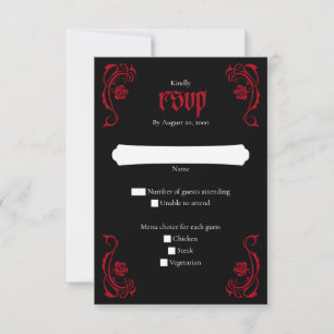 Tarjeta De Confirmación De Asistencia Boda de Rosas Góticos Elegantes