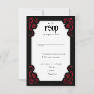 Tarjeta De Confirmación De Asistencia Boda de Rosas Góticos Elegantes