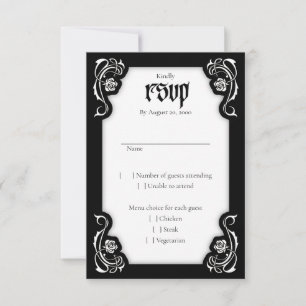 Tarjeta De Confirmación De Asistencia Boda de Rosas Góticos Elegantes