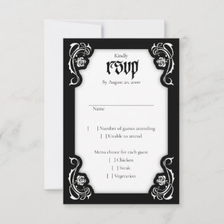 Tarjeta De Confirmación De Asistencia Boda de Rosas Góticos Elegantes