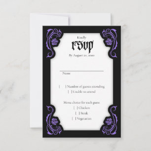 Tarjeta De Confirmación De Asistencia Boda de Rosas Góticos Elegantes