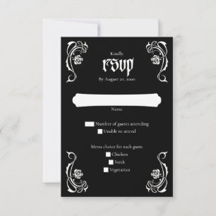 Tarjeta De Confirmación De Asistencia Boda de Rosas Góticos Elegantes
