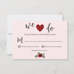 Tarjeta De Confirmación De Asistencia Boda de Rosas Rojas y Rosadas
