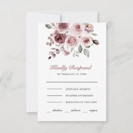 Tarjeta De Confirmación De Asistencia Boda de Rosas Rosadas Polvorientas
