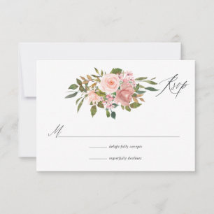 Tarjeta De Confirmación De Asistencia Boda de Rosas Rosas y rosados de Rubor con color d