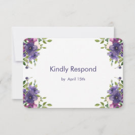 Tarjeta De Confirmación De Asistencia Boda de Rosas salvajes Blue Violet