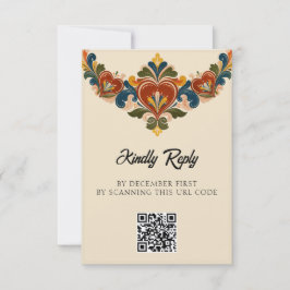 Tarjeta De Confirmación De Asistencia Boda de Rosemaling noruego
