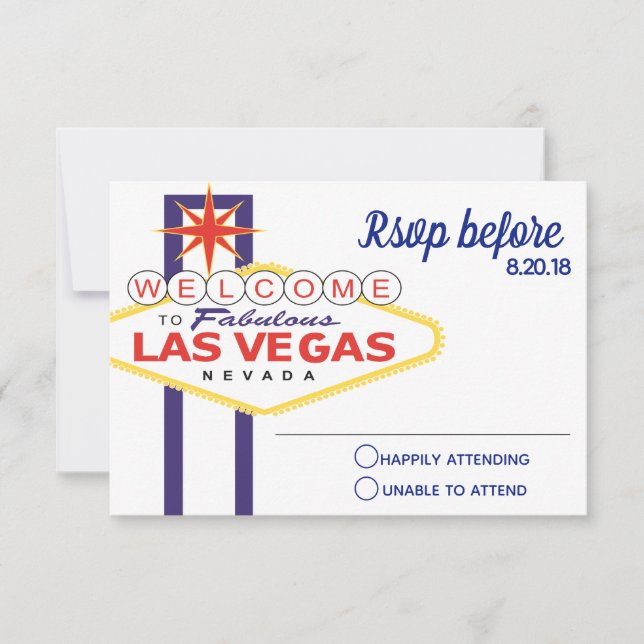 Tarjeta De Confirmación De Asistencia Boda de Rótulo de Las Vegas (Anverso)