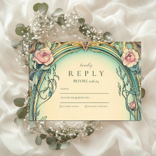 Tarjeta De Confirmación De Asistencia Boda de Rubor Blue Garden