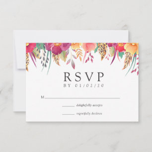Tarjeta De Confirmación De Asistencia Boda de safari floral con acuarela