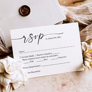Tarjeta De Confirmación De Asistencia Boda de script manuscrito Minimalista simple