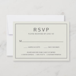 Tarjeta De Confirmación De Asistencia Boda de selección de comidas beige simple con luz 