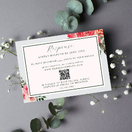 Tarjeta De Confirmación De Asistencia Boda de sitio web de Floral Rubor Red Greenery