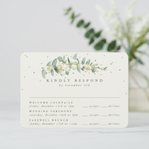 Tarjeta De Confirmación De Asistencia Boda de Snowberry negro + Eucalipto Multi-Evento