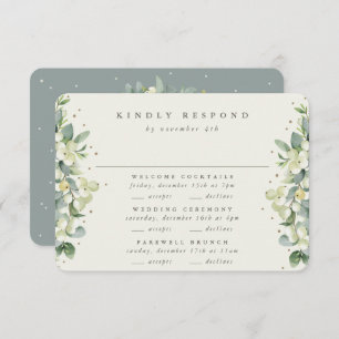 Tarjeta De Confirmación De Asistencia Boda de Snowberry verde+Eucalyptus multievento