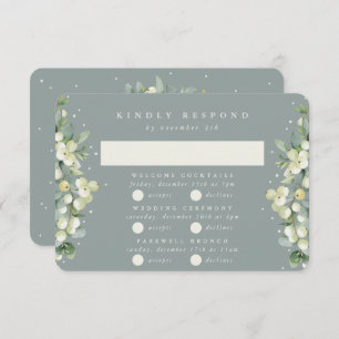 Tarjeta De Confirmación De Asistencia Boda de Snowberry verde+Eucalyptus multievento