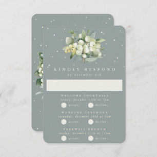 Tarjeta De Confirmación De Asistencia Boda de Snowberry verde+Eucalyptus multievento