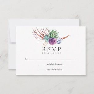 Tarjeta De Confirmación De Asistencia Boda de Suculentas de Cactus del Desierto