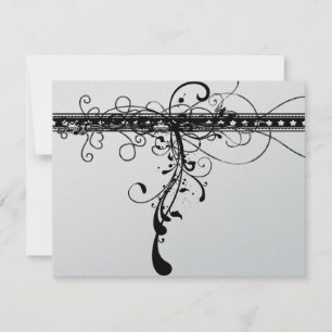 Tarjeta De Confirmación De Asistencia Boda de Swirls Funky Elegante Negro