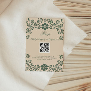 Tarjeta De Confirmación De Asistencia Boda de Talavera Verde y Beige