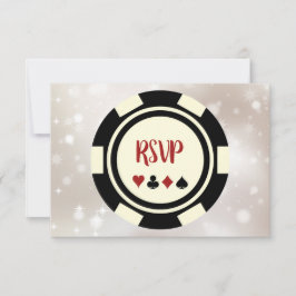 Tarjeta De Confirmación De Asistencia Boda de temas de Black Off White Poker Chip Casino