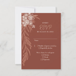 Tarjeta De Confirmación De Asistencia Boda de Terracotta Froral Botánica