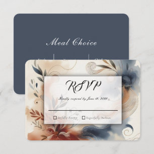 Tarjeta De Confirmación De Asistencia Boda de Terracotta Twilight y Navy Blooms