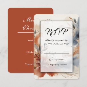 Tarjeta De Confirmación De Asistencia Boda de Terracotta Twilight y Navy Blooms