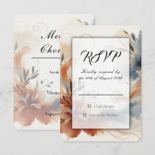 Tarjeta De Confirmación De Asistencia Boda de Terracotta Twilight y Navy Blooms