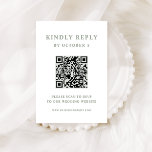 Tarjeta De Confirmación De Asistencia Boda de texto elegante de color verde blanco y sab<br><div class="desc">Esta minimalista y elegante tarjeta de respuesta de boda de código QR presenta un moderno texto verde sabio en un fondo blanco,  para una moda,  simple y elegante. Sus huéspedes pueden escanear fácilmente el código para visitar el sitio web de su boda y rsvp en línea.</div>